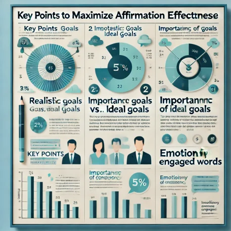 このインフォグラフィックは、「アファメーション 注意点」を守り、効果を最大限に引き出すための重要なポイントを示しています。