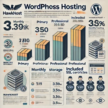 **このインフォグラフィックは、HawkHostのWordPressホスティングプランの価格やSSD容量、SSL証明書の有無をシンプルに比較し、最適なプラン選びに役立つ情報を提供します。**