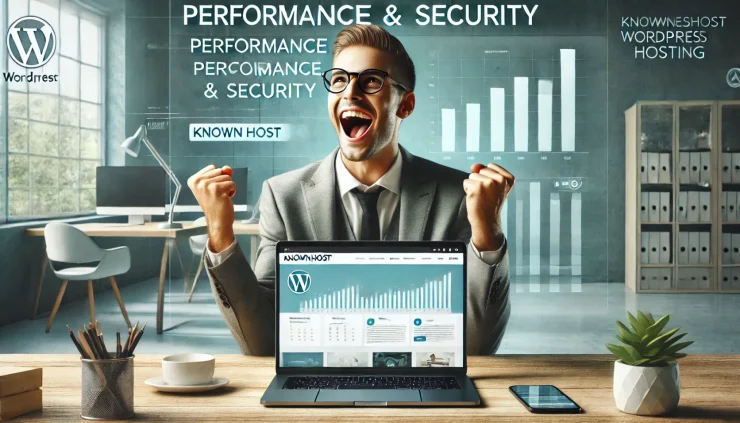 この画像は、KnownHost WordPressホスティングの高いパフォーマンスとセキュリティが提供する満足感を表しています。