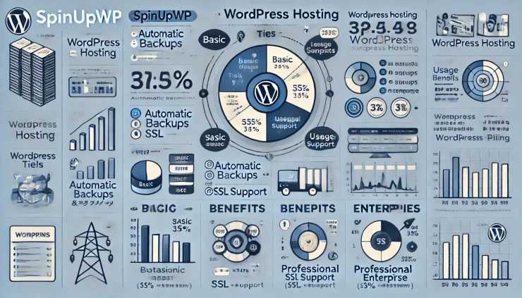 このインフォグラフィックは、SpinupWP WordPress ホスティングの料金、主要機能、使用用途について視覚的に示しています。簡潔なグラフで、各プランの比較や利用に最適なユーザー層がわかります。