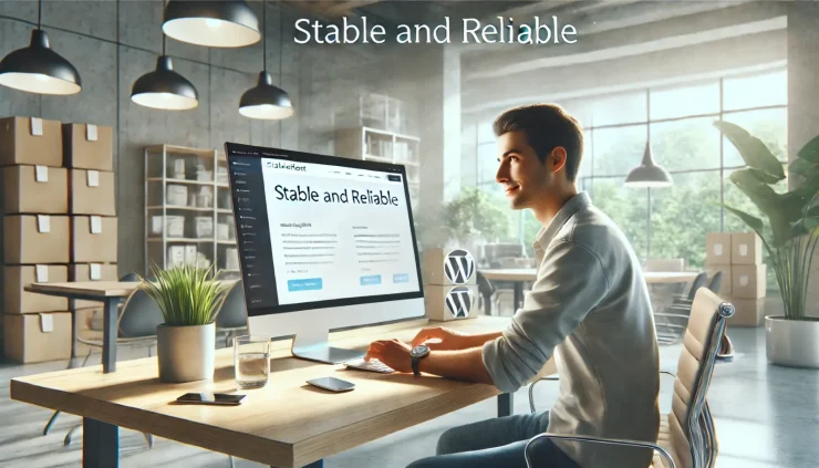 この画像は「StableHost WordPressホスティング」の信頼性と安定性を表現し、ユーザーが安心して利用できるサービスの魅力を引き出しています。