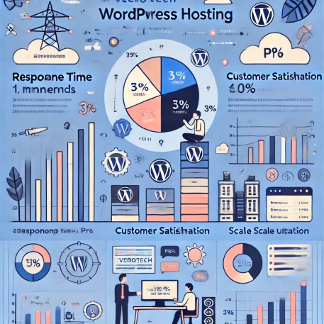 このインフォグラフィックは、VeeroTech WordPressホスティングの応答速度、顧客満足度、および価格プランを比較し、選択の参考に役立つ情報を提供します。