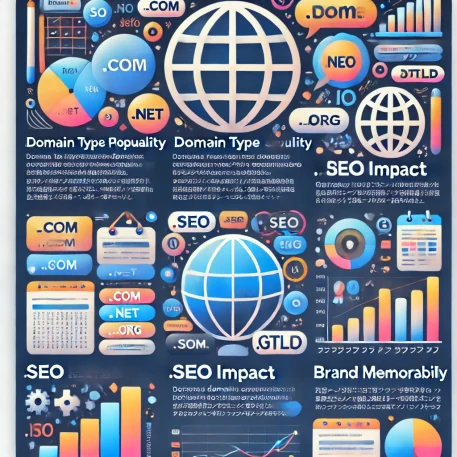 **このインフォグラフィックは、ドメイン名選びの重要な3つの要素について説明しています**：人気度、SEOへの影響、ブランド記憶効果。ドメイン選びに役立つ基本的なポイントを視覚的に示しています。