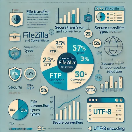 **このインフォグラフィックは、FileZillaの使い方を初心者向けに簡単に説明しています**