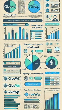 このインフォグラフィックは、GiveWPの使い方に関する重要な情報をわかりやすく視覚化し、オンライン寄付の活用法についての理解を助けます。