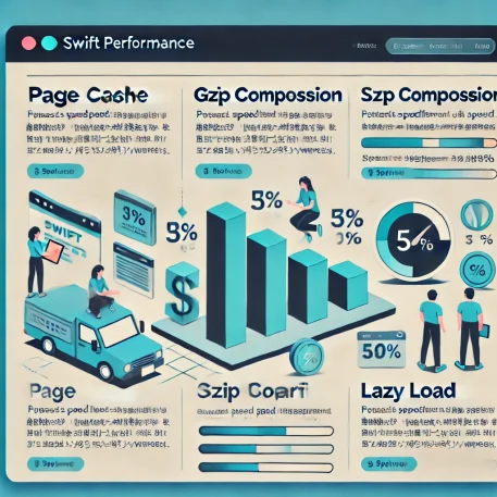 このインフォグラフィックは、Swift Performanceのおすすめ設定とその効果について、サイト速度改善のための最適な設定方法を視覚的にわかりやすく示しています。設定ごとの改善効果をバーグラフで表現しています。