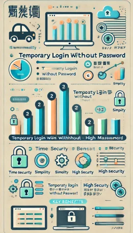 **このインフォグラフィックは、「Temporary Login Without Password」の使い方による利便性を3つの視点からわかりやすく紹介しています。**