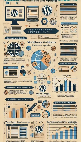 このインフォグラフィックは、WordPressメンテナンスの重要なポイントを簡潔にまとめ、初心者にもわかりやすい視覚的なガイドとして役立ちます。